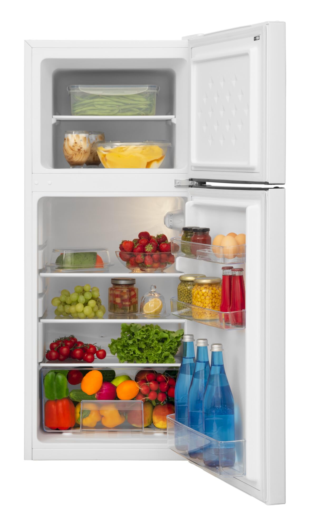 Amica Kühl Gefrierkombination freistehend mit Gefrierfach oben 105 cm Höhe 112 l Nutzinhalt LED Beleuchtung FrostControl - Weiß