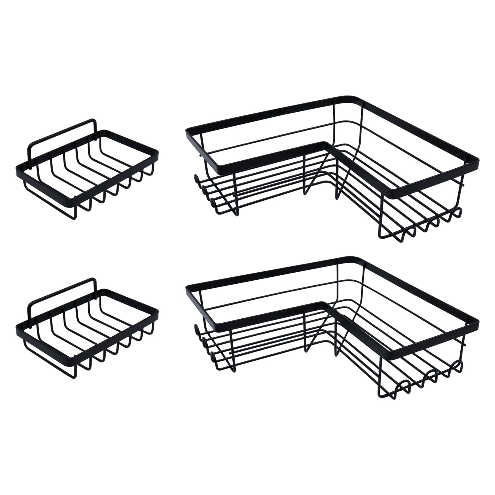 Pastlla 4 Pack Corner Shower Caddy Organizer Shelf Soap Holder with Hooks Adhesive Shower Shelves Rustproof No Drilling