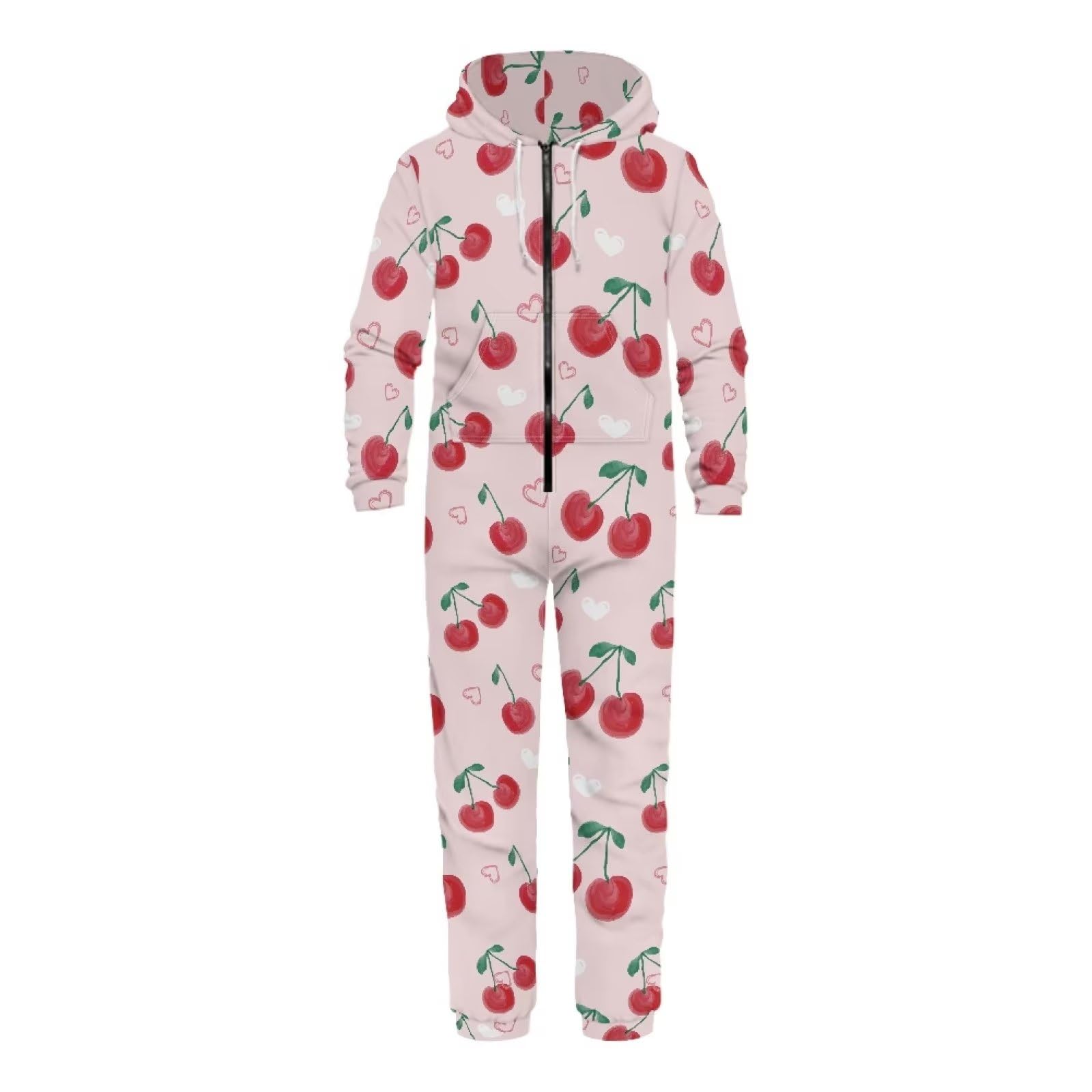 COEQINE Pigiama monopezzo con maniche lunghe per coppia, pigiama moglie con tasca a farfalla Prin tuta per autunno Winer Plus Size S-4XL