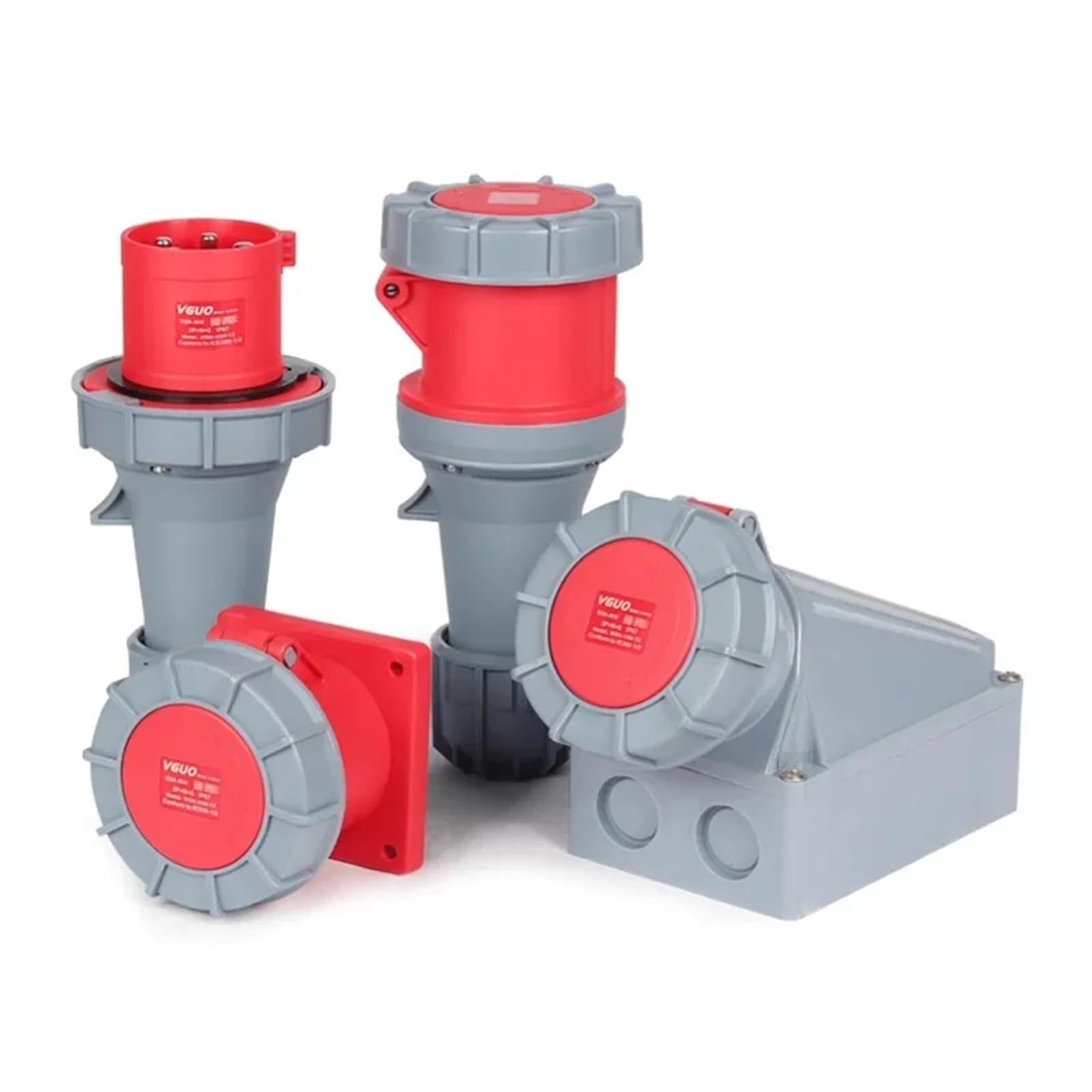 63A 125A IP67 220V 380V Spina e Presa Maschio Femmina Industriale 3P/4P/5P Connettore Elettrico Presa a Parete(Connector,125A-4P)