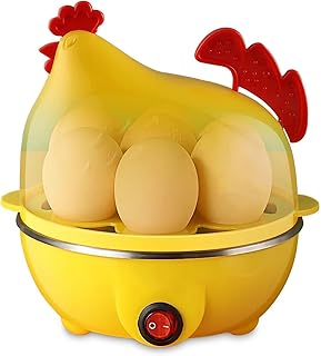 RAINBEAN Egg Cooker, Egg Boiler with Steamer Attachment for Soft and Hard Boiled Eggs, Poached Boiled & Omelette Maker Machine Steamer, 7 Egg Capacity