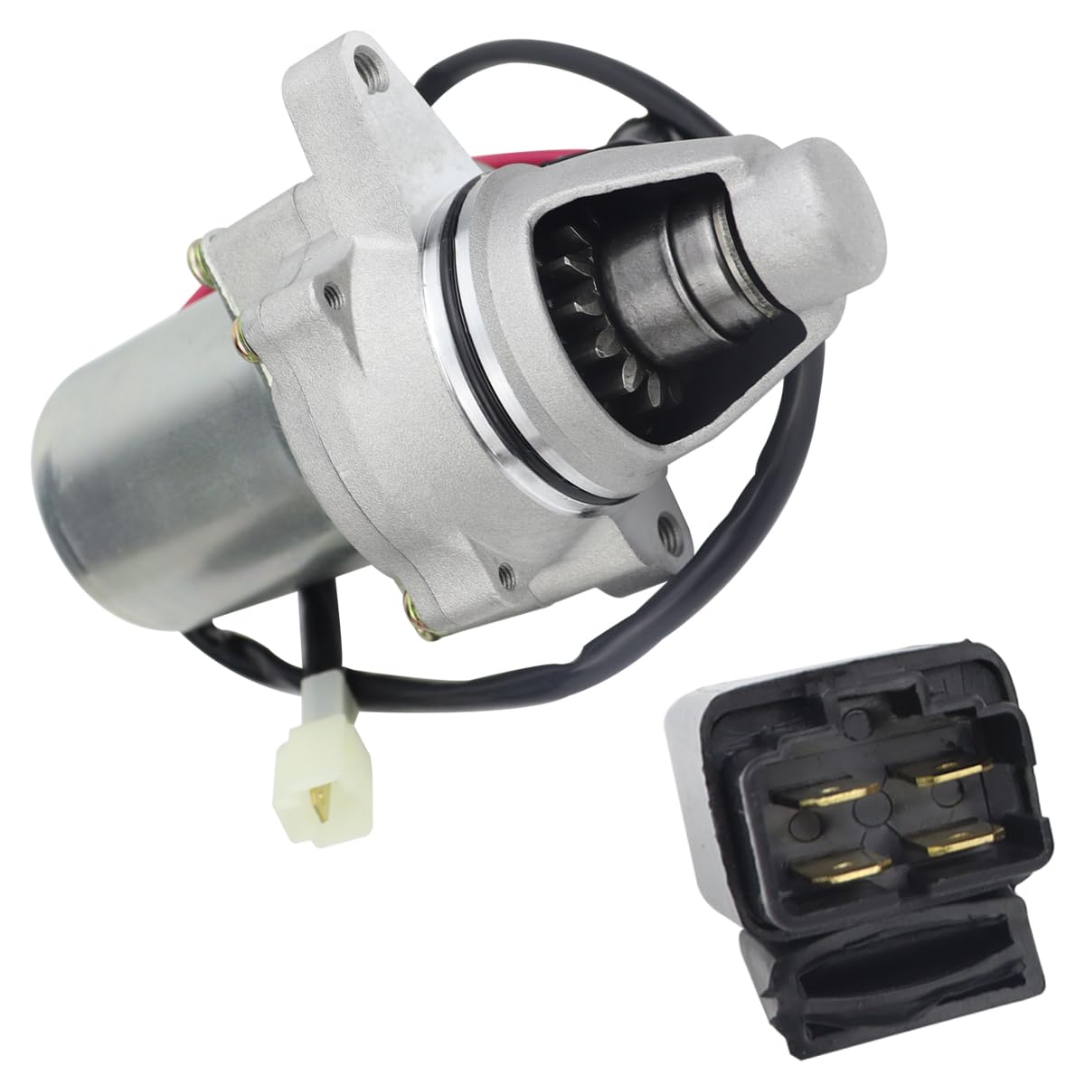 Starter Motor & Relay for Suzuki ATV LT80 Quadsport 1987-2006| Kawasaki ATV KFX80 KSF80 2003-2006, 31100-40B01 31100-40B00 21163-S003 18332 410-54009 LT80-CS90 SM10230
