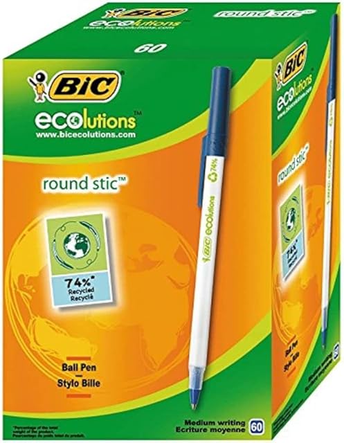 BIC Ecolutions Round Stic Pens - Blue (Box of 60)