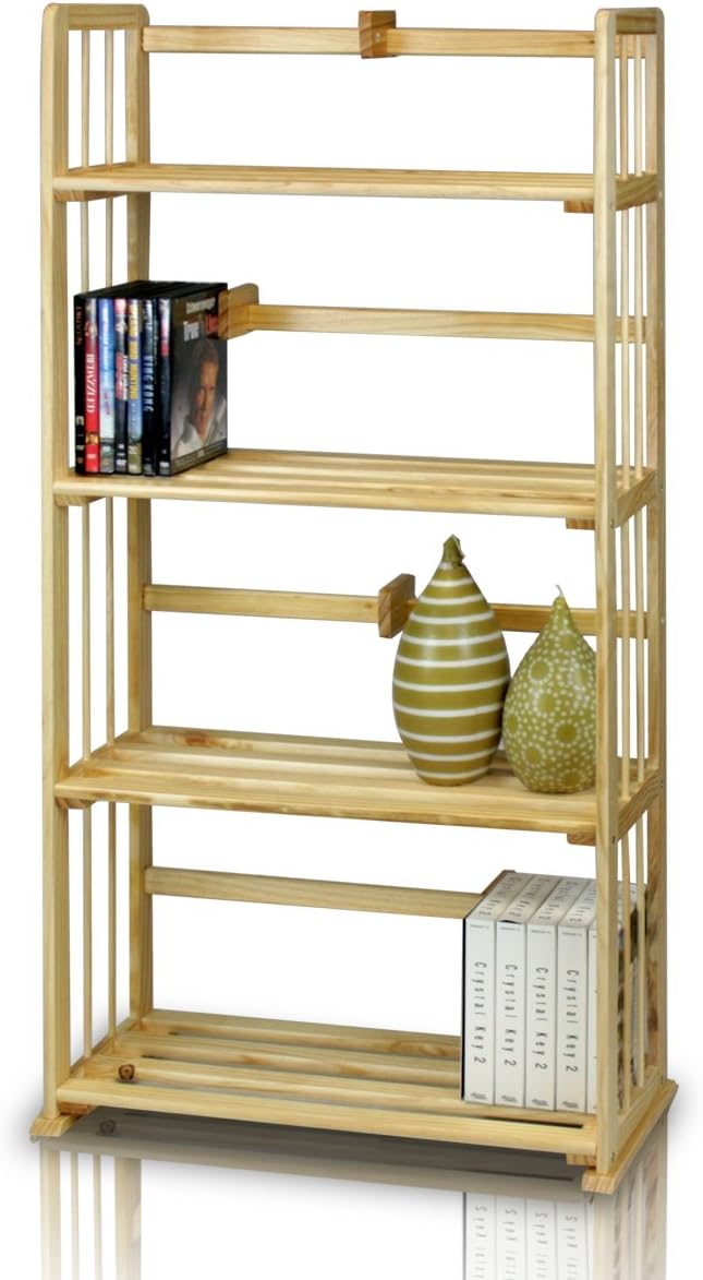 Furinno Pine Solid Wood 4-Tier Bookshelf