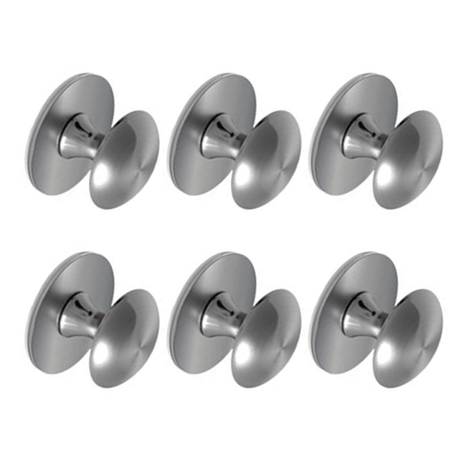 Shyyoulqe Brushed Silver 6Pcs Steel Cabinets Pulls Auto Stick Hardware Simple Installs For Wardrobes Drawers Shower Door Decors Adhesive Drawer Handles