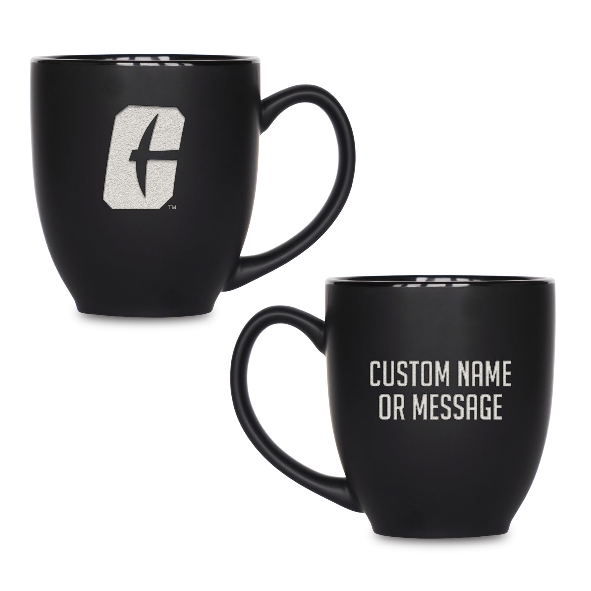 Rico Industries NCAA Primary 15-Oz Personalized Matte Black Bistro Mug - for Hot or Cold Drinks