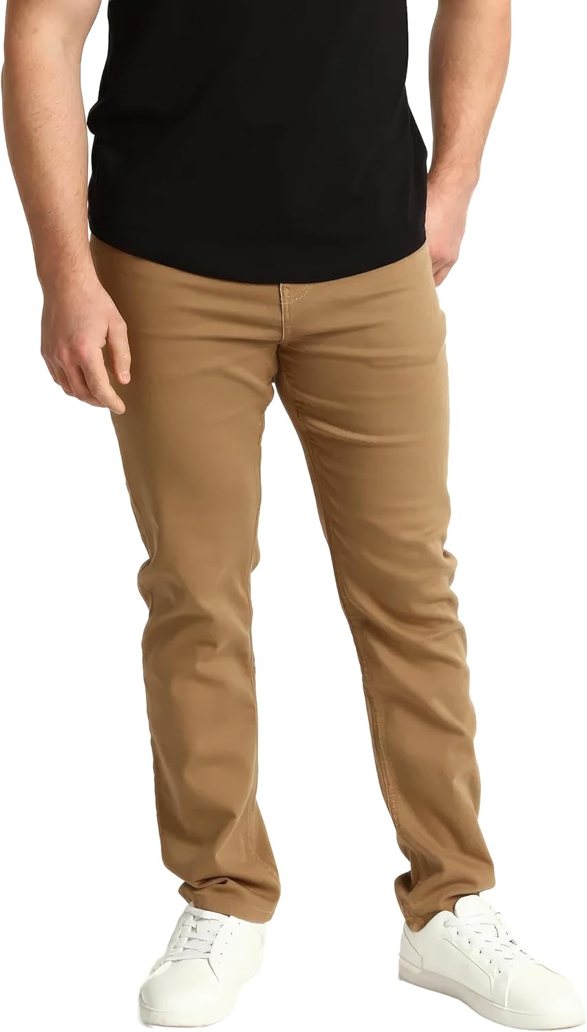 The Perfect Jean Denkhaki Khaki Pants for Men Slim Thick Fit, Stretch Dress Pants for Men