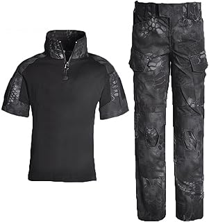 子供の戦術服スーツ、男の子の夏の半袖カモユニフォーム、女の子のペイントボールシューティングフィールドゲームキャンプパフォーマンスシャツ、軍事トレーニングパンツ/ズボン