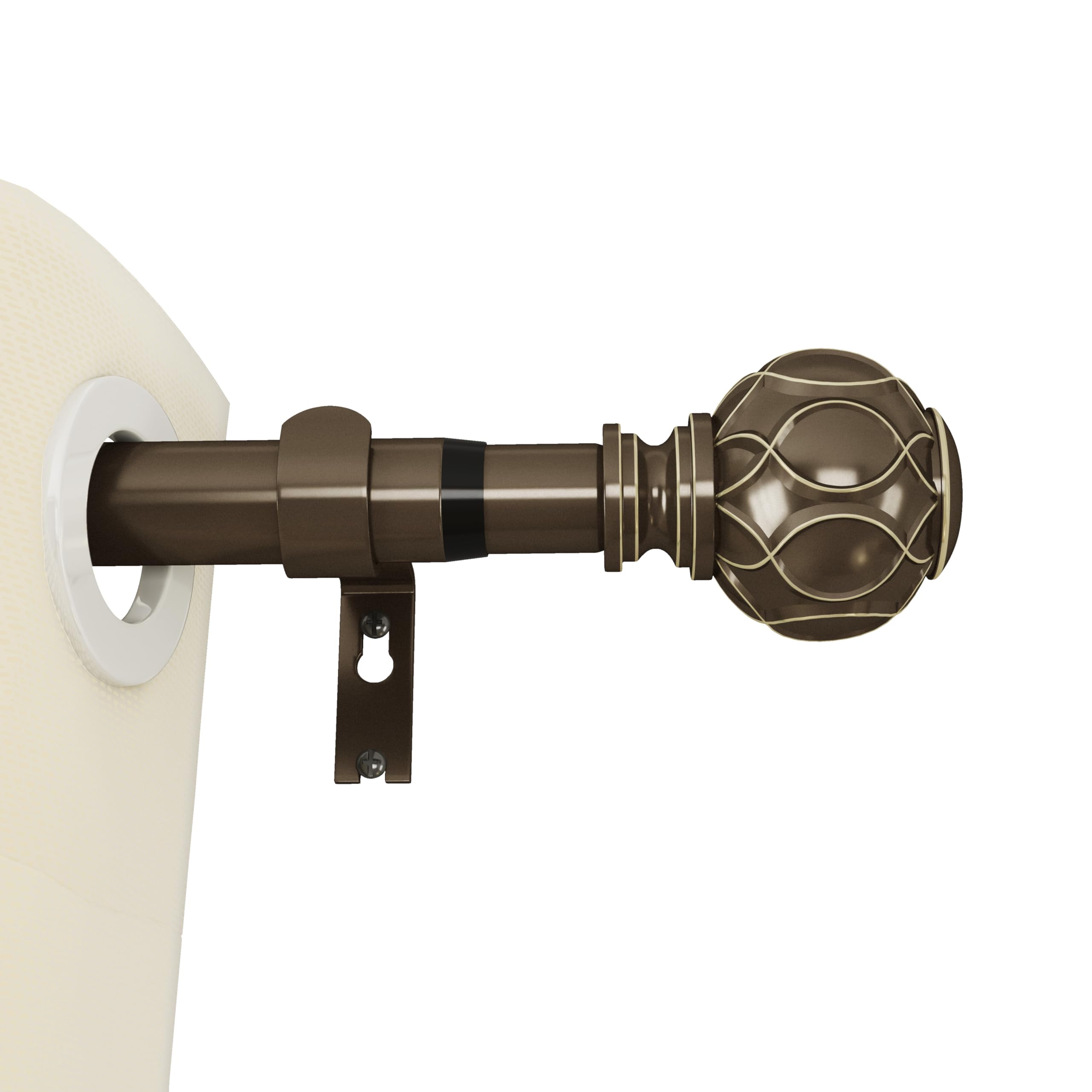 ECLYL Asta per tende classica a testa circolare, in metallo, aste singole per tende per finestre con staffa, aste decorative in metallo oscuranti (marrone, 60-120)