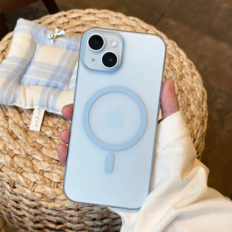 Image of COVERLY Matte Frosted Translucent Back Cover Case for iPhone 12 Pro Compatible with MagSafe | Shockproof Design | Camera Protection Module | Hard Back Case for iPhone 12 Pro (PC, Frost Blue)