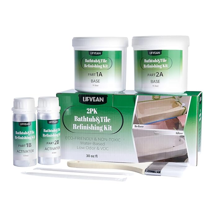 Buy LIFVEAN 2PK Tub & Tile Refinishing Kit, DIY Tile Paint with Tools, Reglazing Kit Bright