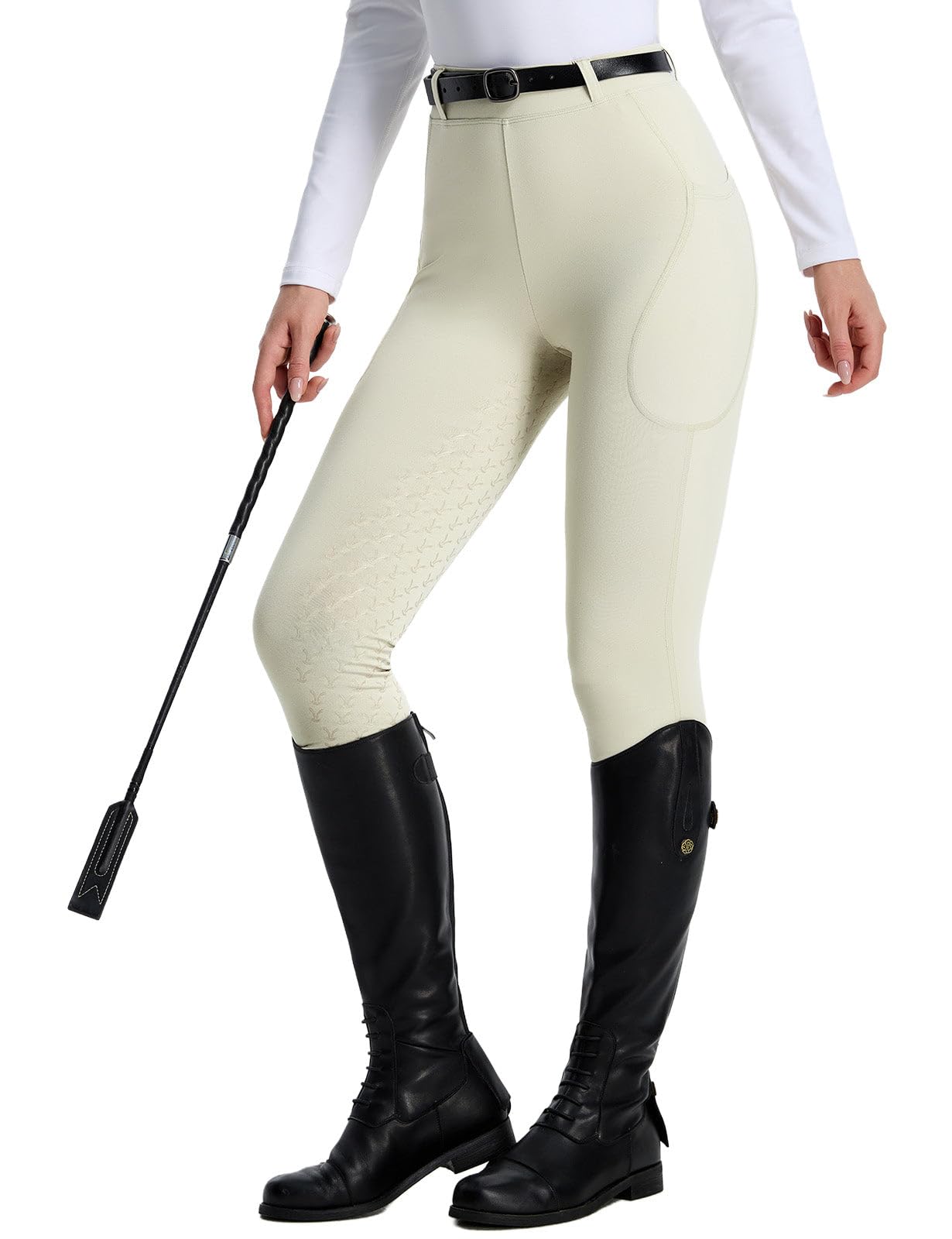 baleaf Pantaloni da equitazione da donna a vita alta elastici in silicone antiscivolo integrale con tasche e passanti per cintura