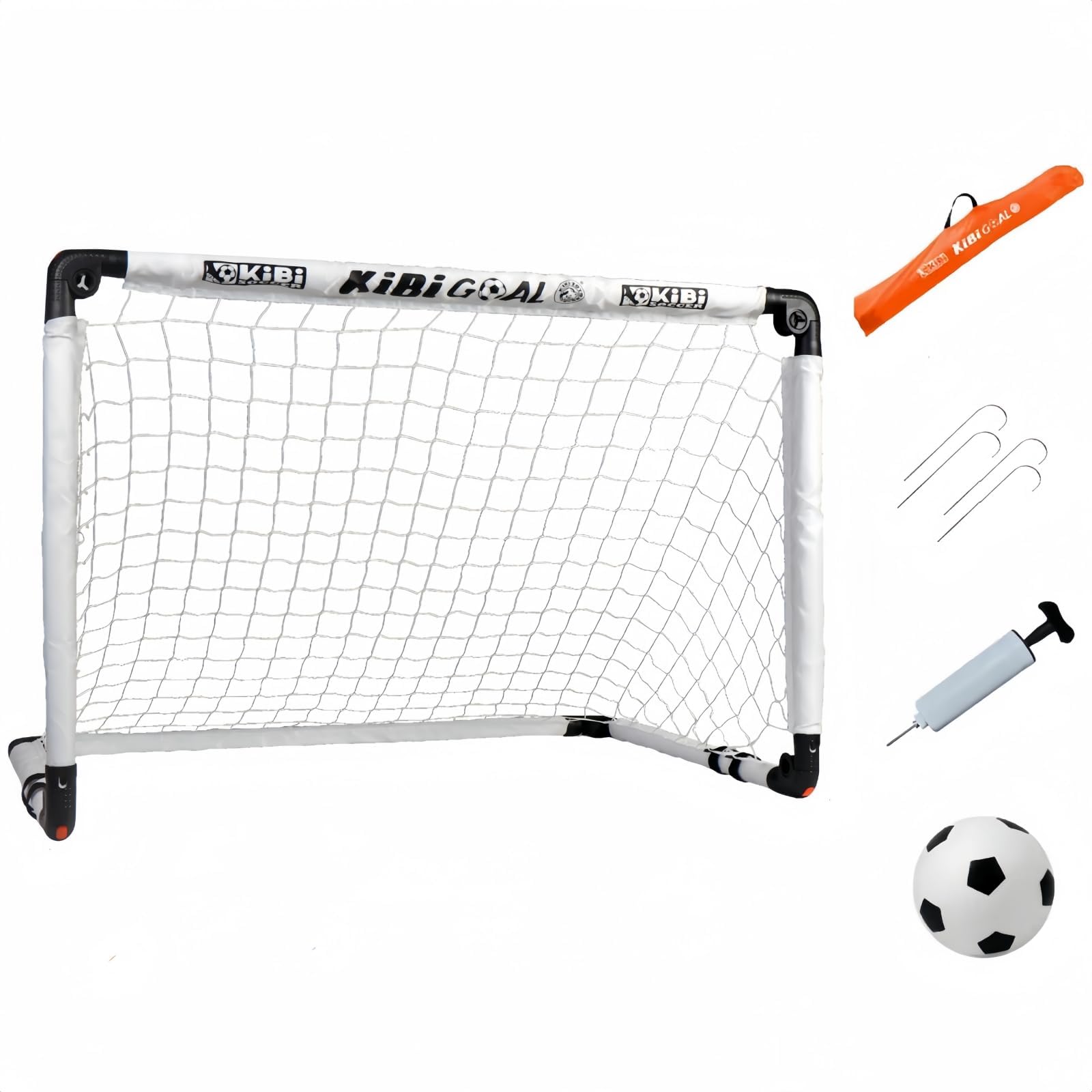 KiBiGOAL Soccer Goal, Kids Soccer Goal, Small Soccer Coals, Foldable Soccer Goals for The Backyard/Indoor/Outdoors Soccer Toy Set (90x60cm Goal +15cm Soccer)