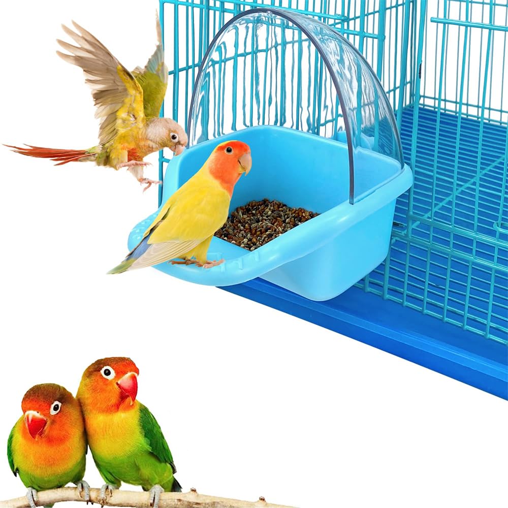 Azonee Hanging Bird Bath Box, Large-Capacity Parrot Feeder, Bird Bath for Cage, Birdbath Toy, Water Shower Food Feeder Holder Tray Bird Bath Cage Accessory for Small Birds Parrots Cockatiel Budgies
