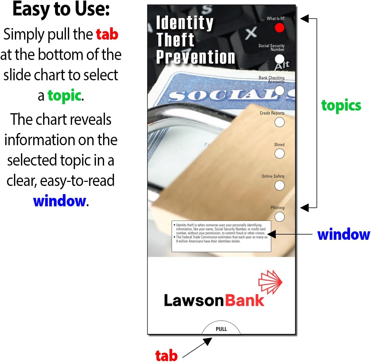 ZOCO - Identity Theft Prevention - Custom Promotional Item (Pack of 250) - Online Safety, Tips Information Guide - Safety, Credit Union, Realtor Handout, Brochure, Pamphlet - 3.75 x 8.5 in.