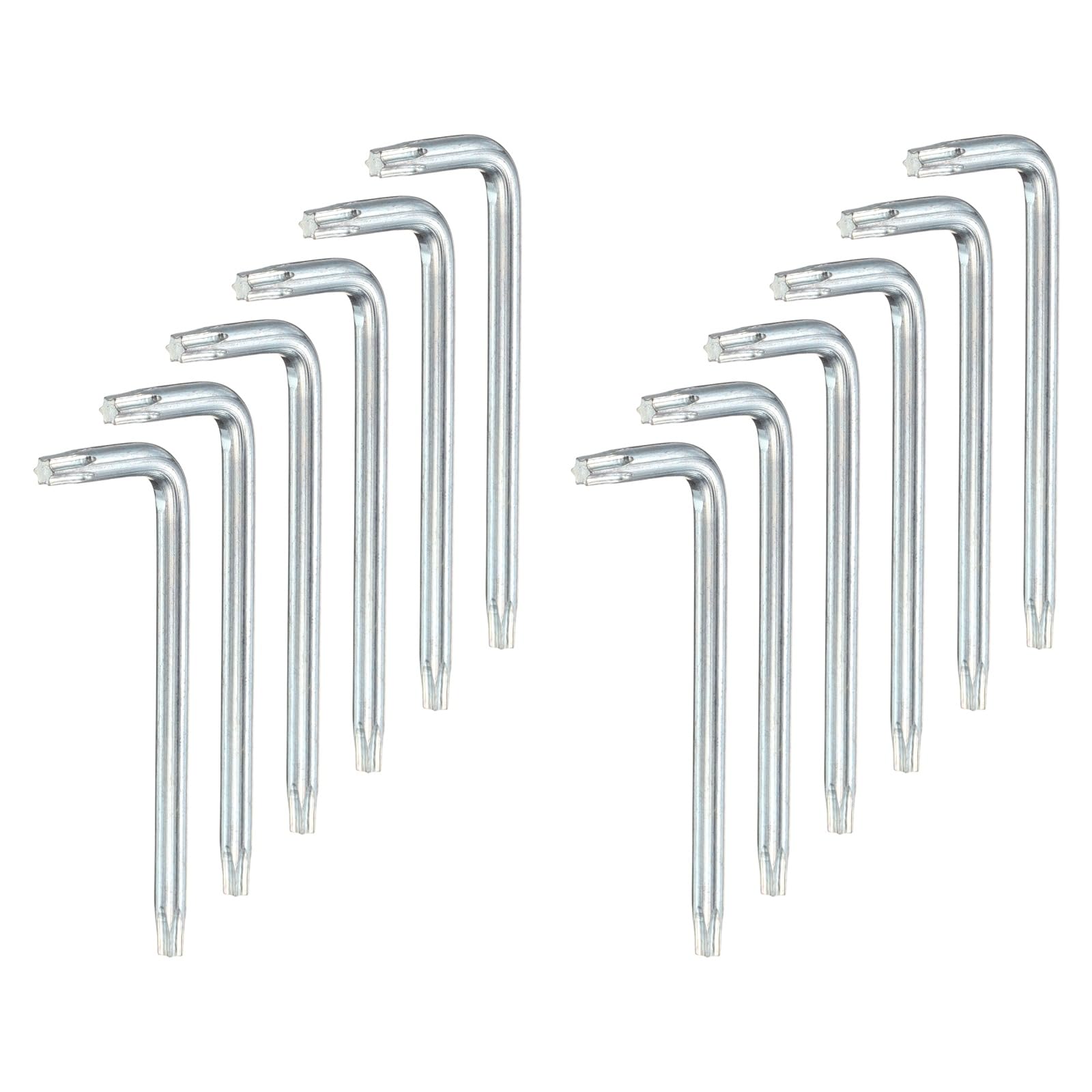 sourcing map 12 Pcs T25 Security Anti Tamper Proof Torx Star Key Bit 2.9" Long Arm L-Shaped Torx Hex Key Wrench 6 Points Spanner Carbon Steel Hand Tool for Automotive Home Repairs, White