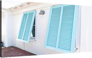 XidexFara Canvas Wall Art for Living Room Bedroom Pastel turquoise blue colorful hurricane window shutters closeup Big Large Wall Art Decor Framed Painting Wall Pictures Prints Artwork Office, Mulit2