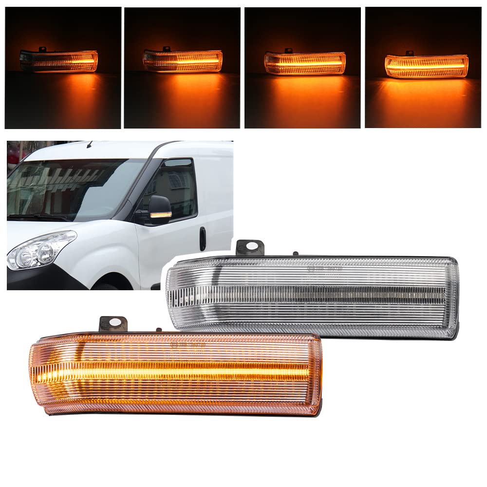 Luce Indicatori di Direzione Led Specchietto Frecce Laterale Ripetitore Compatibile Con Fiat Doblo II Op.el Vauxhall Combo D Van Retrovisore Lampeggiatore Laterale Specchio Illuminazione
