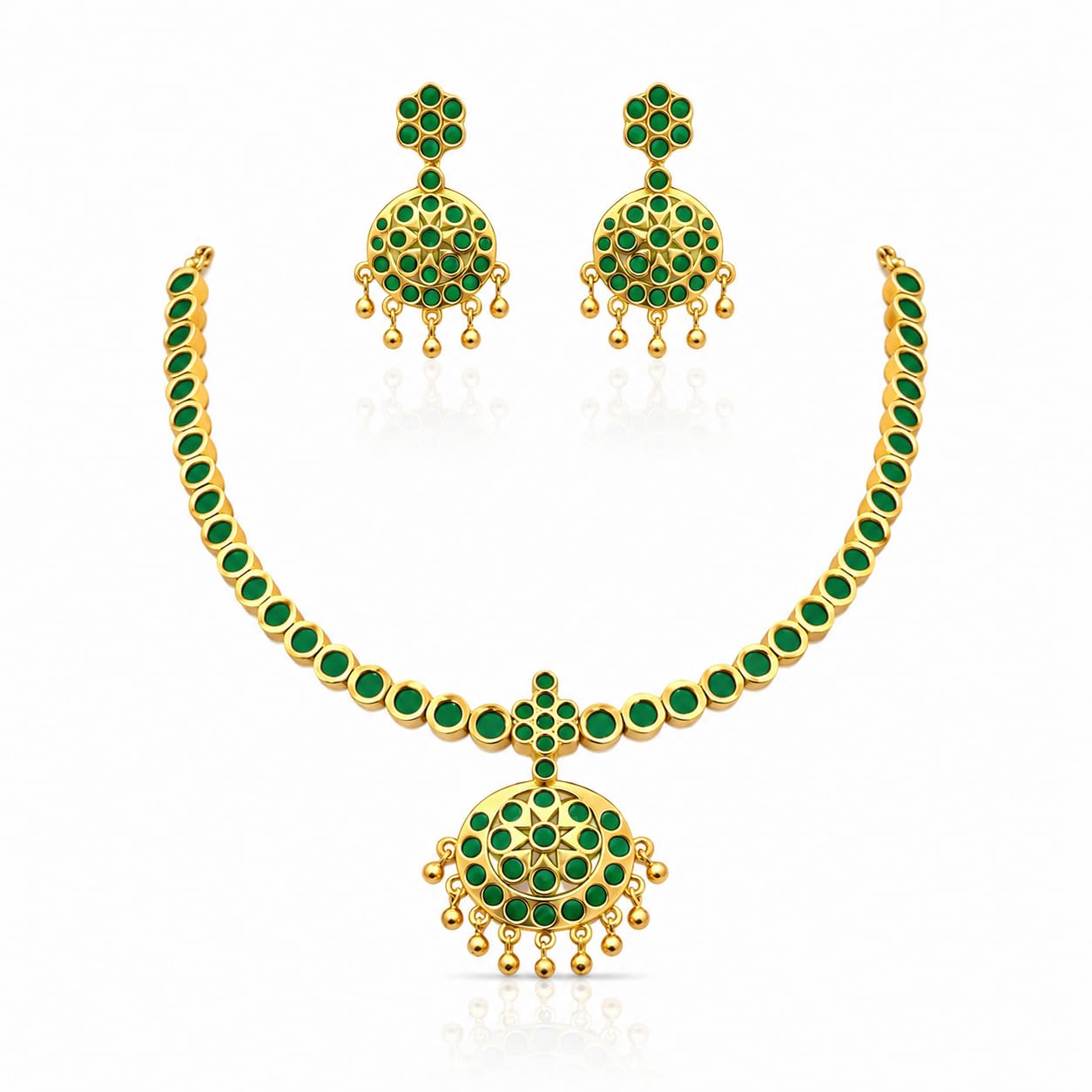 Gold Finish Attigai Necklace Set with Matching Earrings | Suitable for Every Occasion-image-11