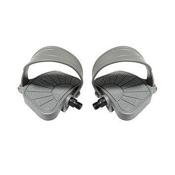 LOOM TREE Exercise Bike Pedal with Adjustable Strap for 9/16 inch Spindle Bikes Sturdy 1 Pair L and R| Cycling | Bicycle Components & Parts | Pedals