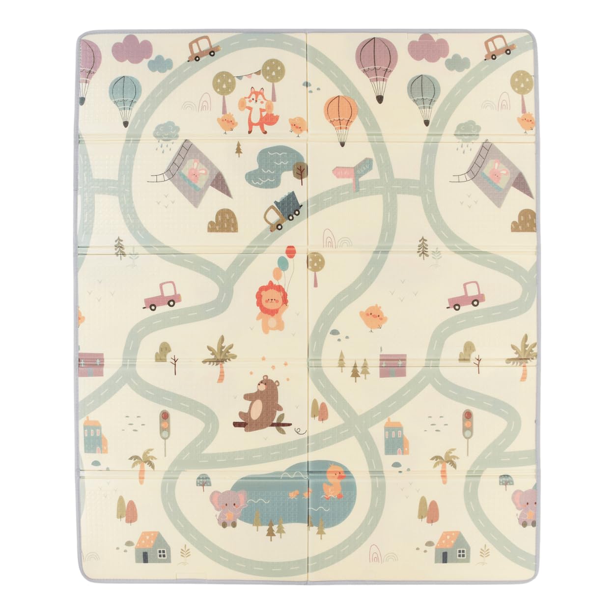 TINÉO - Maxi Reversible Play Mat - Play Mat - 2 Sides - Animal Side/Car Track Side - Thick - Waterproof (Animals/Cars)