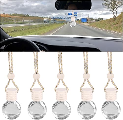 Miniatura 7 de Osilly Ambientador colgante para automóvil, 0.3 fl oz, difusor de aceite, perfume, aromaterapia, botella de vidrio vacía, adorno de fragancia con