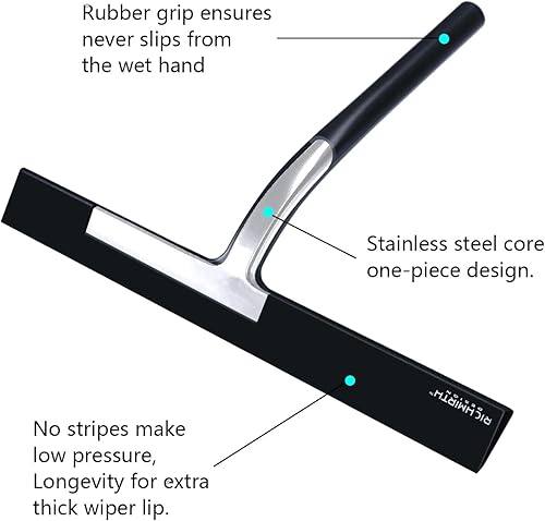 Miniatura 3 de RICHMIRTH Escobilla de goma de silicona y gancho para ventana de ducha de 11 pulgadas de ancho, escobilla de baño de silicona para puertas de ducha,