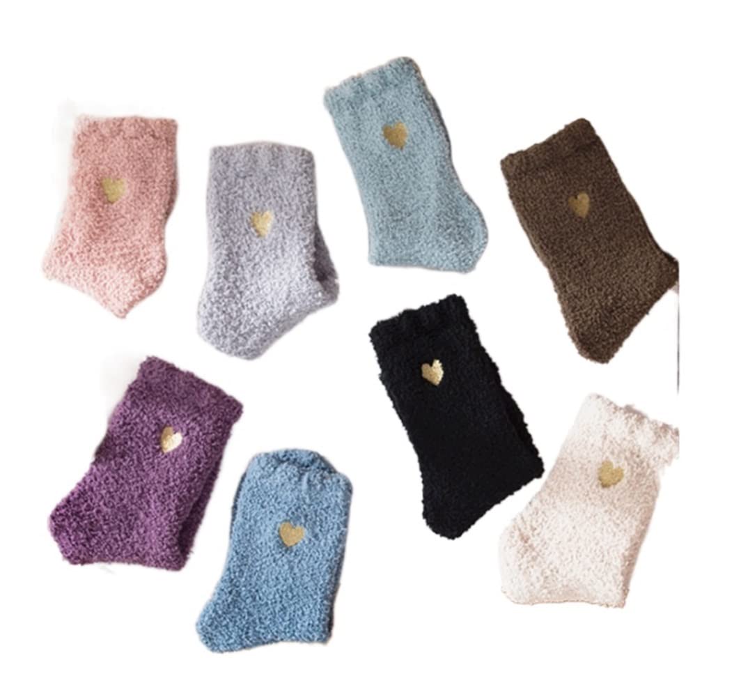 Calcetines Termicos 8 Pares De Calcetines Para Mujer Con Patrón De Corazón De Amor, Esponjosos, Súper Suaves, Cálidos, Gruesos, Acogedores Y Borrosos Calcetines Invierno