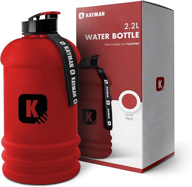 KAYMAN XL Gym Jug 2.2L Water Bottle - Strong Water Bottle with Wrist Straps | Sports Water Bottle with Leak Proof Flip Cap BPA Free | Ideal for Gym, Running & Camping for Men and Women