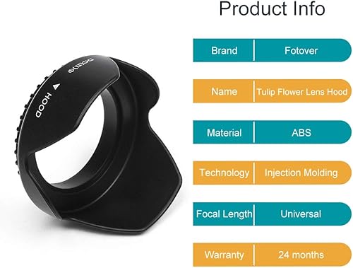 Miniatura 2 de Parasol universal de 1.929 in con diseño de flor de tulipán y tapa central para cámara Canon Nikon Sony Pentax Olympus Fuji