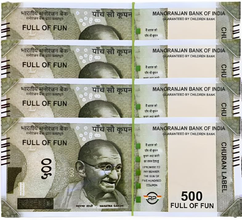 Laserbot Currency for Kids (5 X 100=500 Each) Denomination Learning Money (Number 500 ONLY) Artificial Playing Currency, Learn Money Skills, Fake Money, Dummy Note- Multi Color(500)