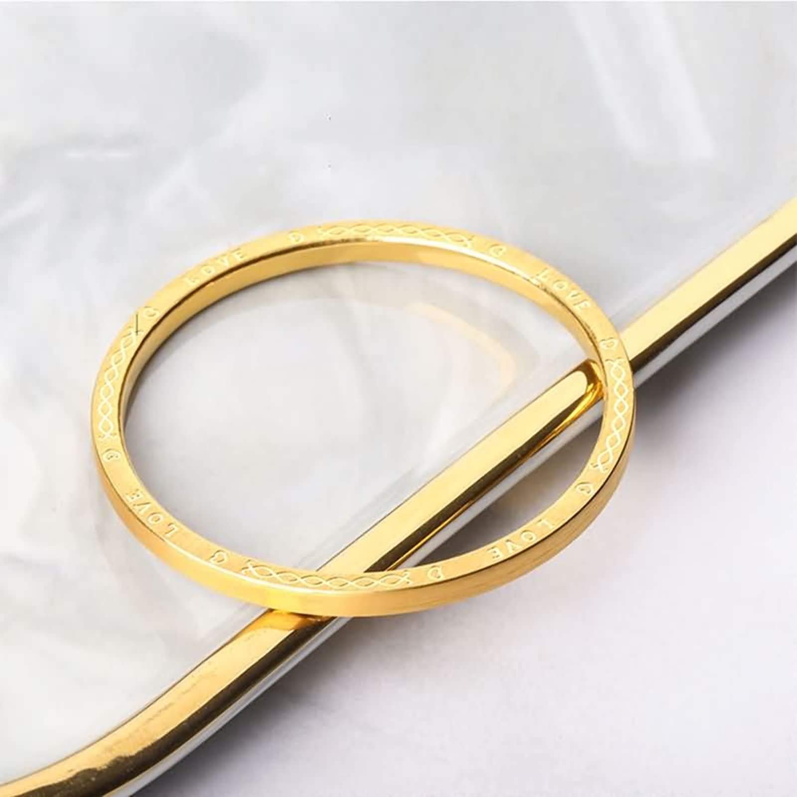 Gualiy Elegante pulsera de oro amarillo de 18 quilates para mujer, pulsera grabada con patrón aleatorio, 6 inch, Oro amarillo, No es una piedra preciosa