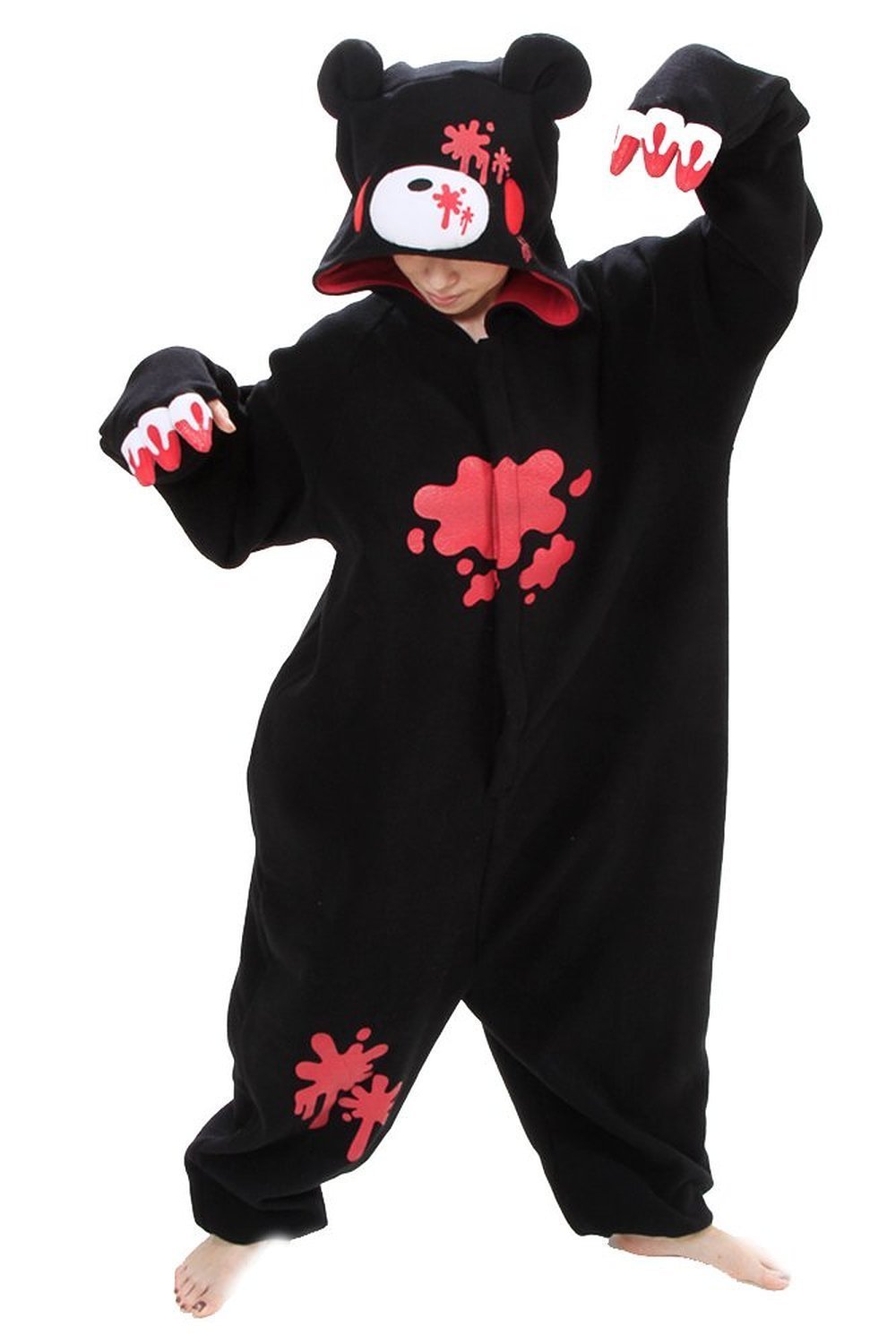 Us TOP Black Gloomy Adult Unisex Animal Kigurumi Cosplay Costume Pajamas Onesies