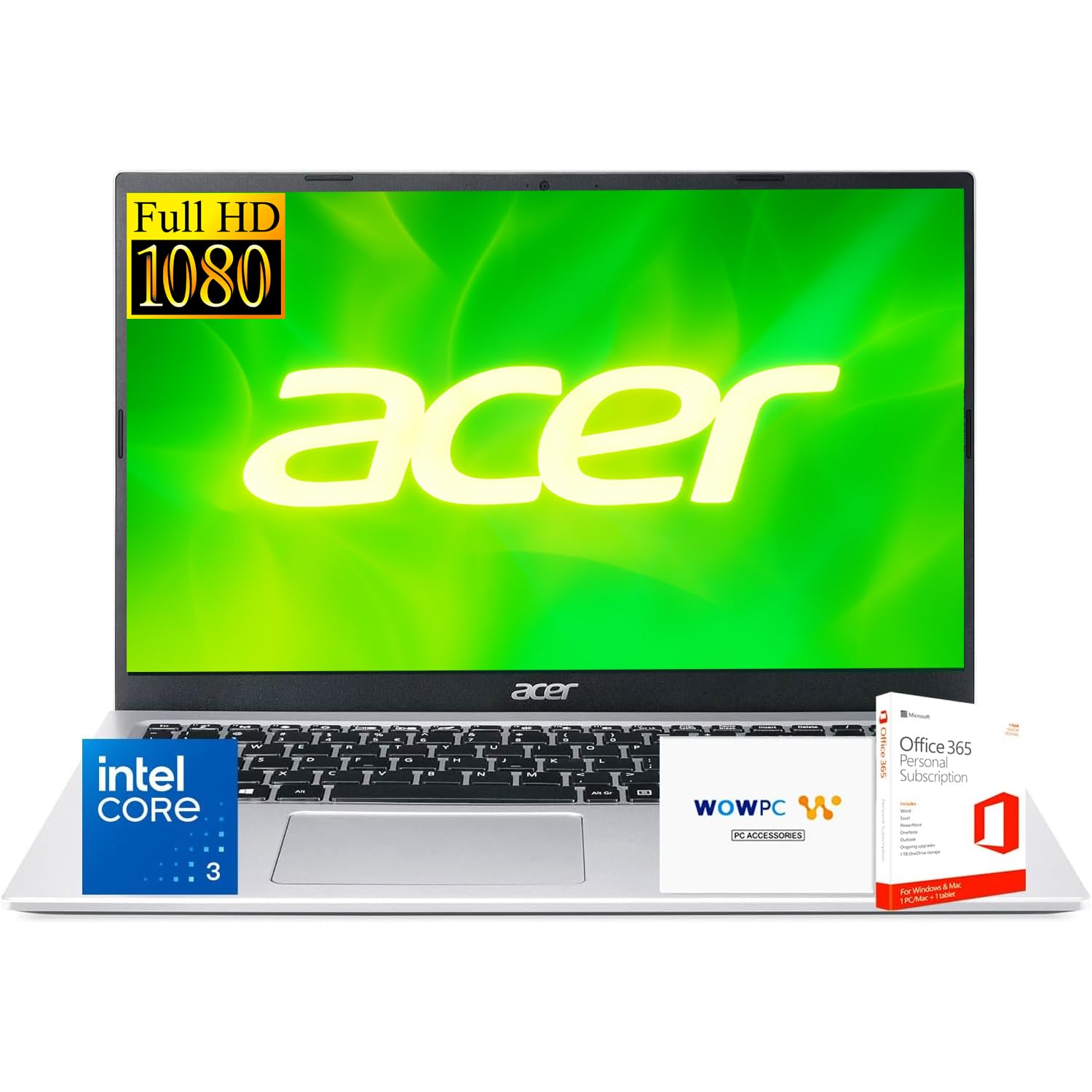 acer Aspire Go 15 Slim Laptop | 15.6” Full HD Display | Powerful 8-Core Intel Core 3 N355 | 8GB RAM | 256GB SSD | Copilot AI Ready | Microsoft Office