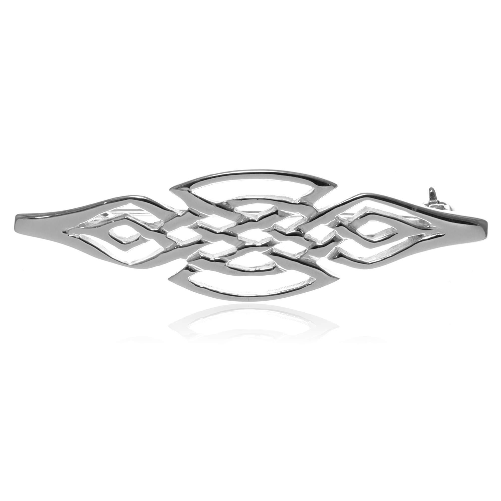Alexander Castle 925 Sterling Silver Brooch for Women - Celtic Brooch Pin with Jewelry Gift Box - 44mm x 11mm