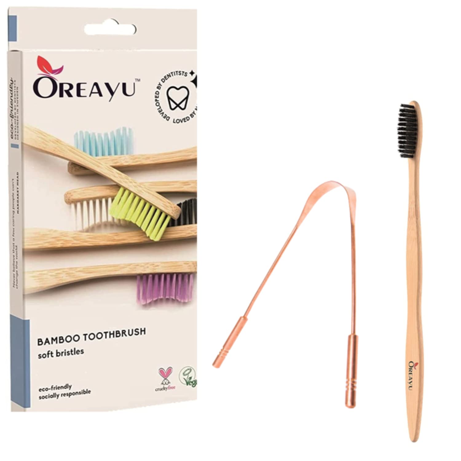 OREAYU Adult Bamboo Manual Toothbrush With Pure Copper Tongue Cleaner One Toothbrush & One Tongue Cleaner Combo, 2 pieces (B09QQJVPKZ) Amazon Price History, Amazon Price Tracker