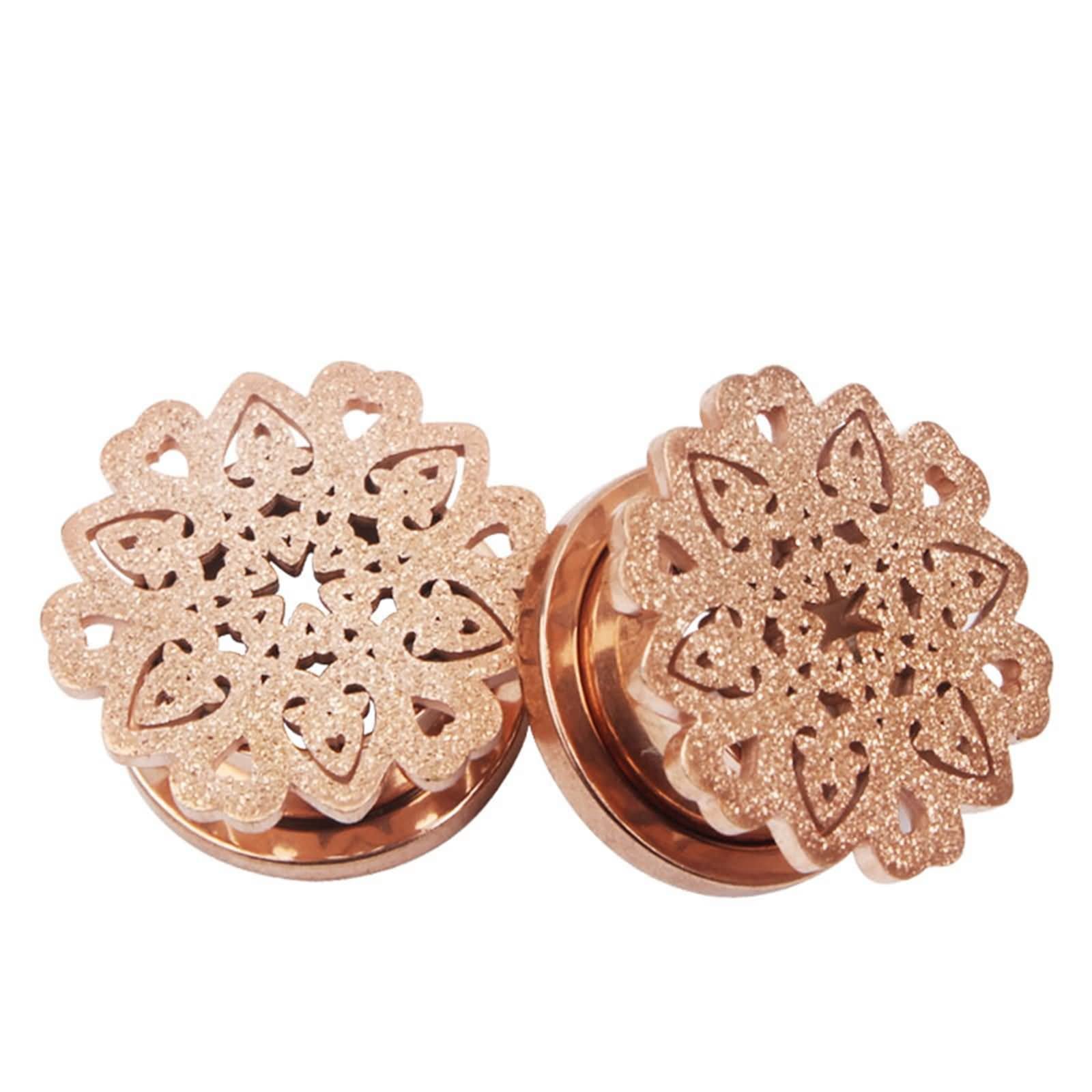 Daesar Ohr Plugs 6-16MM, Tunnel Piercing Edelstahl Schneeflocke mit Schraubverschluss Ear Plugs Ohr Expander Set