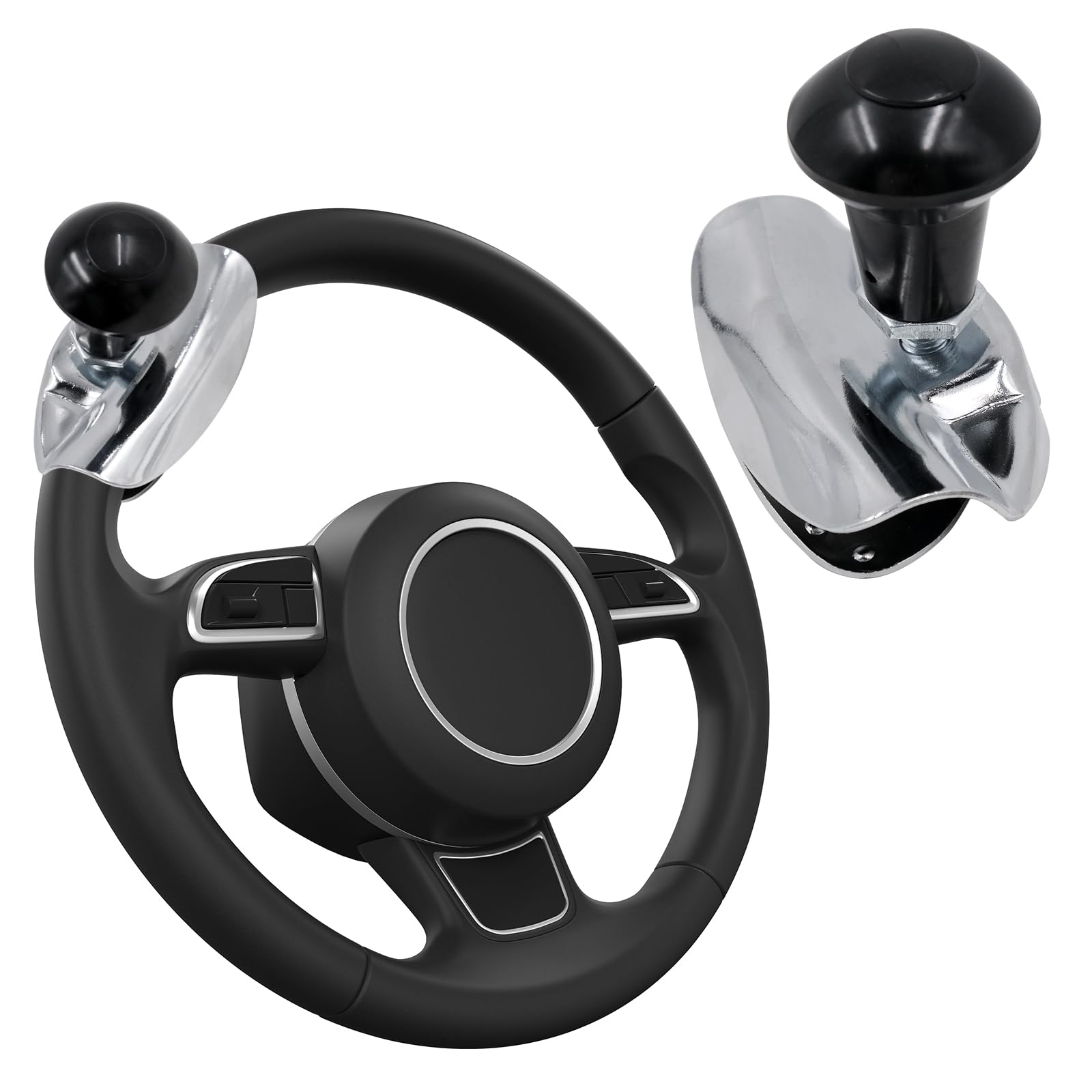 Universal Steering Wheel Knob, Spinner Aid for Tractor, Lorry, HGV, Car and Ride On Mower, Clamp On ABS Turning Handle