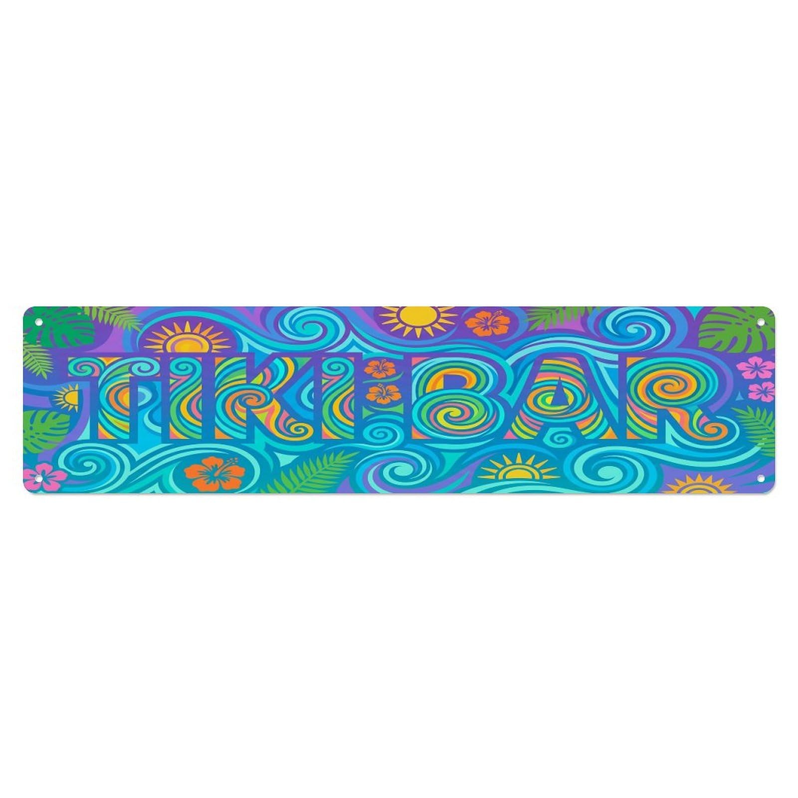 Tiki Bar Outdoor Garden Decor Tropical Beach Bar Seawhirl Metal Tin Sign