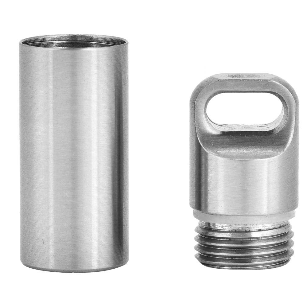 Botella de Medicina,Pastilleros de Bolsillo Botella de Píldora de Cam de Acero Inoxidable Impermeable Contenedor de Caja de Pastilleros de Viaje para Acampar Supervivencia al Aire (S)