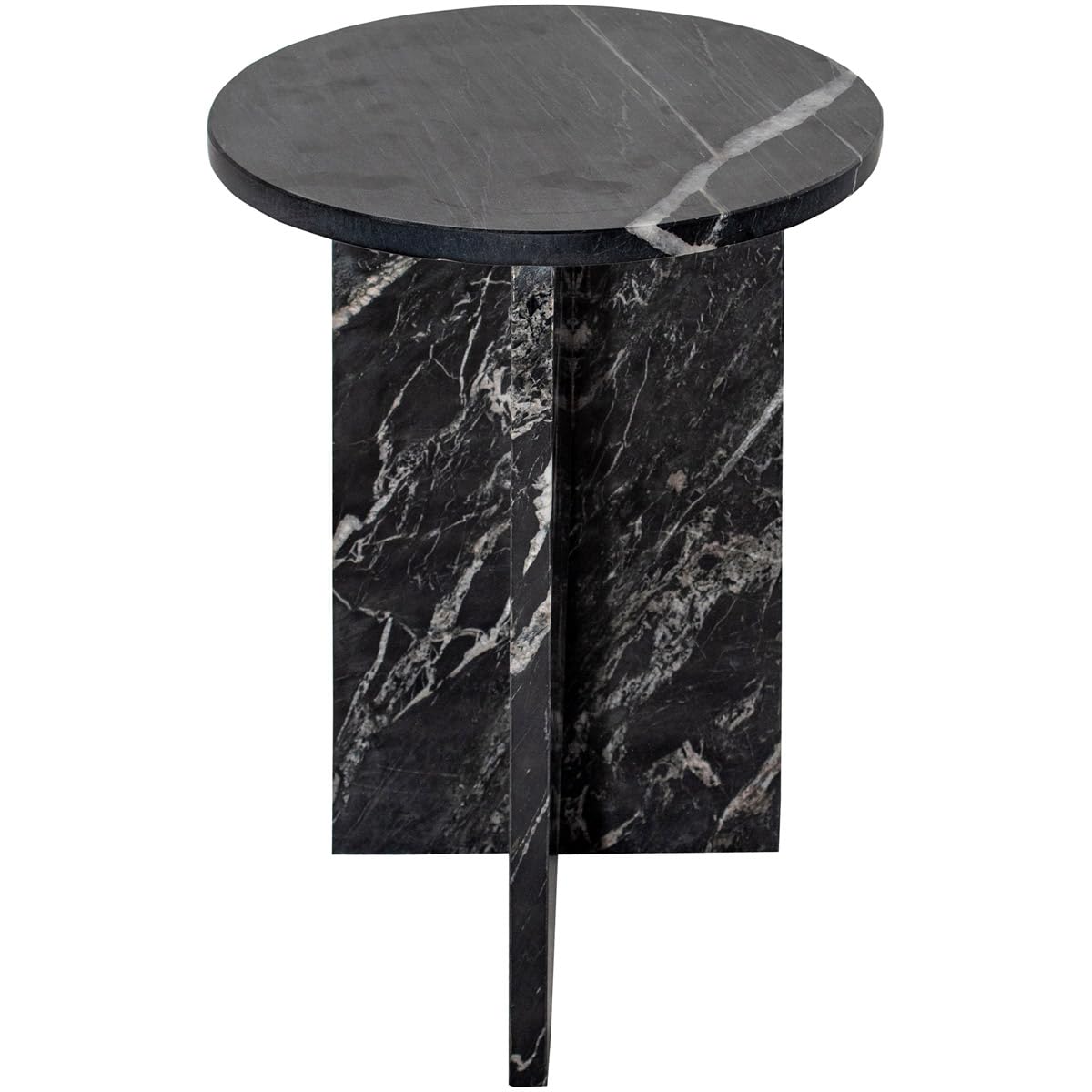 Moe's Home Collection Grace 14" Round Solid Marble Accent Table in Black