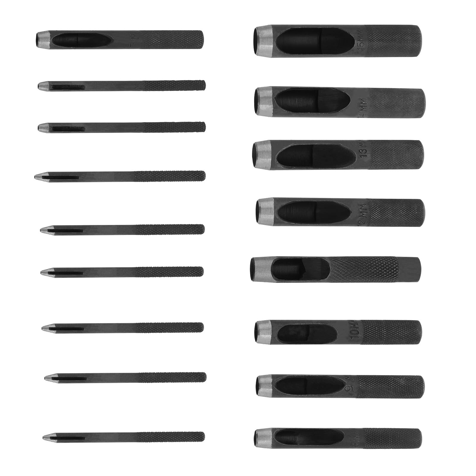 Poinçons De Trous pour Le Cuir 17 Pièces Outil Poinçonnage du Creux en Acier Travail du Perforateur Trous Ronds 4mm À 20mm Outil Poinçonnage pour Montre