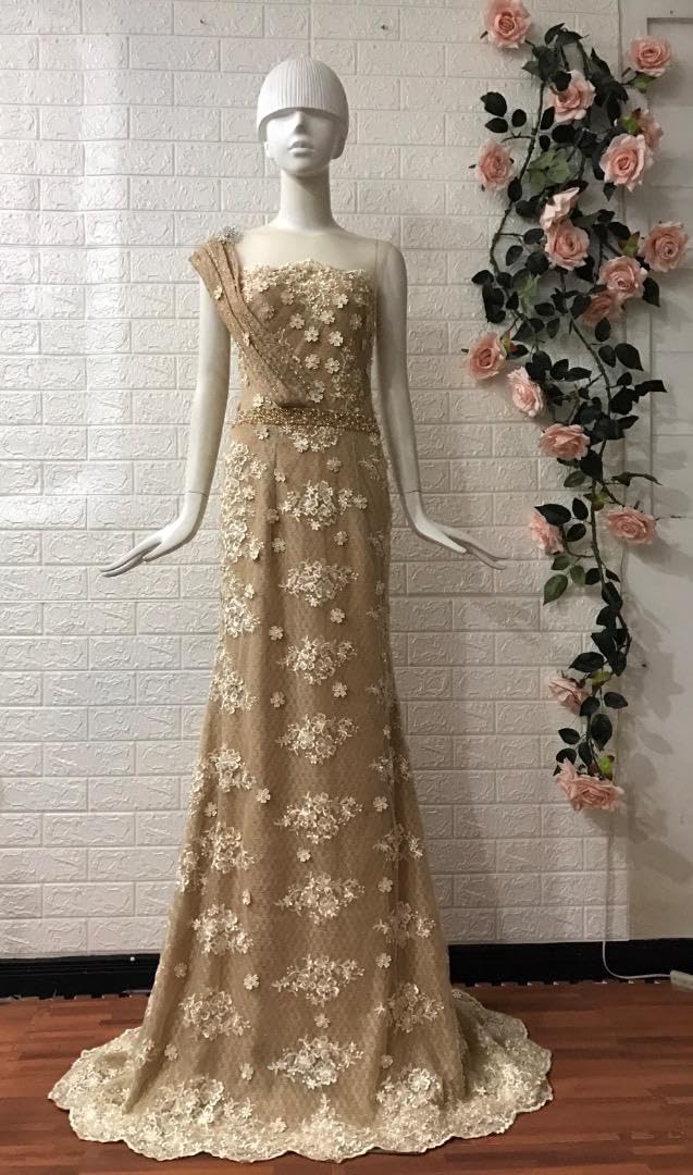 ミスコン・パーティードレス・ステージ衣装・（ベージュゴールド） Amazon.co.jp: ミスコン パーティードレス ステージ衣装