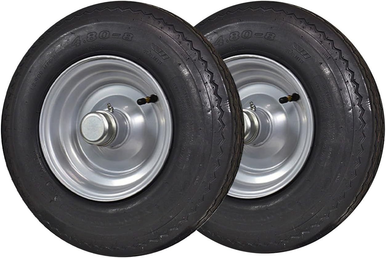 2 Pack - 1" Bearing Log Splitter Wheel and Tire 4.80" Wide X 8.0" Diameter - Silver