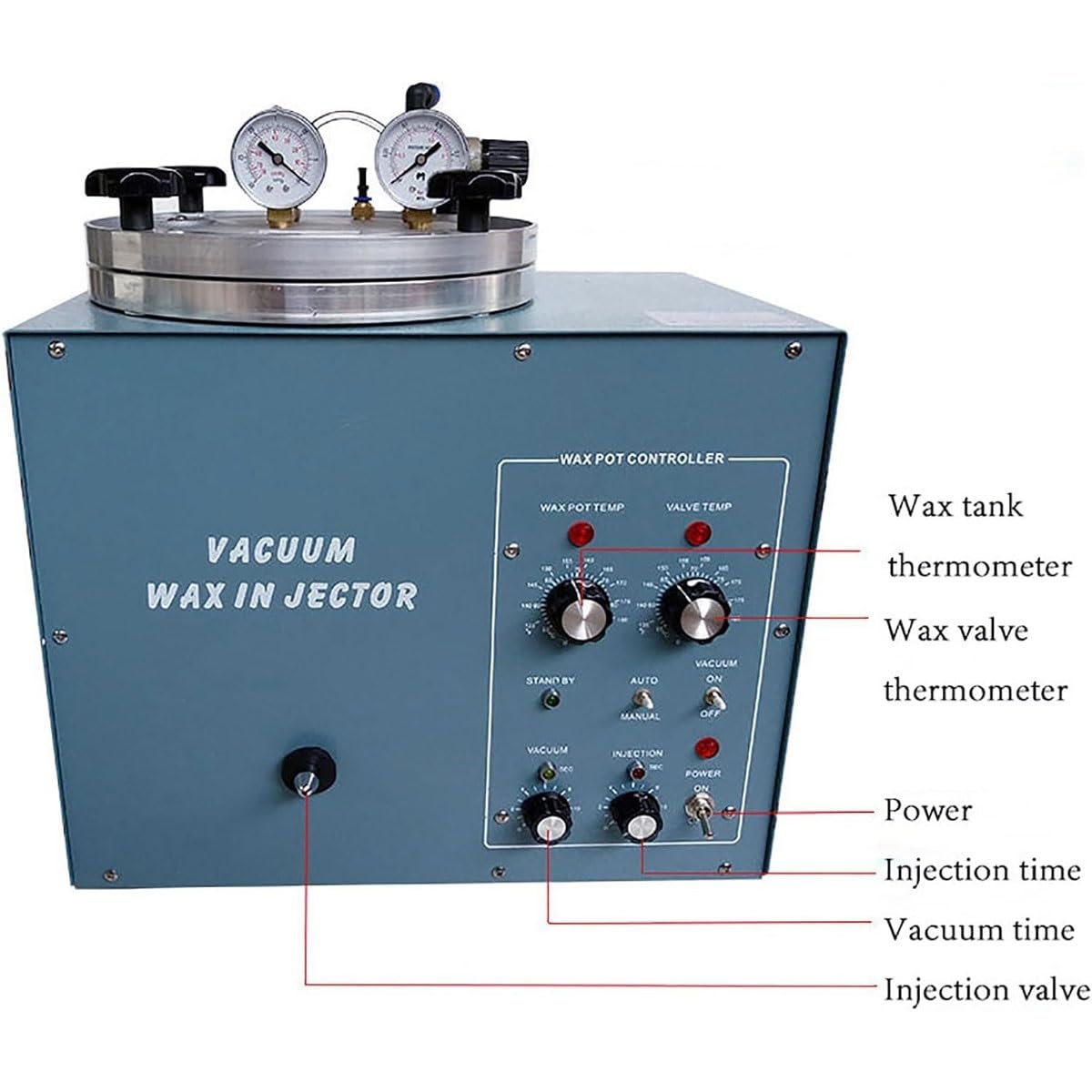 Machine à injecter de cire pour bijoux, moulage de cire avec manomètre, réglable de 55 à 85 ℃, grande capacité de 3 kg, idéale pour la fabrication de perles et de bijoux