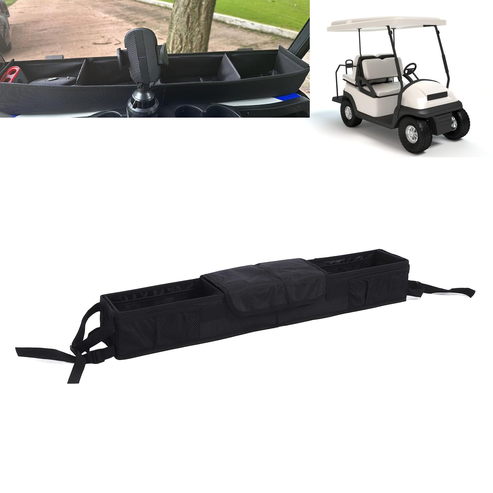 Cestino portaoggetti anteriore interno per cruscotto organizer 9,7 L pieghevole in tessuto Oxford portatile di ricambio per carrelli elettrici E - Z - GO
