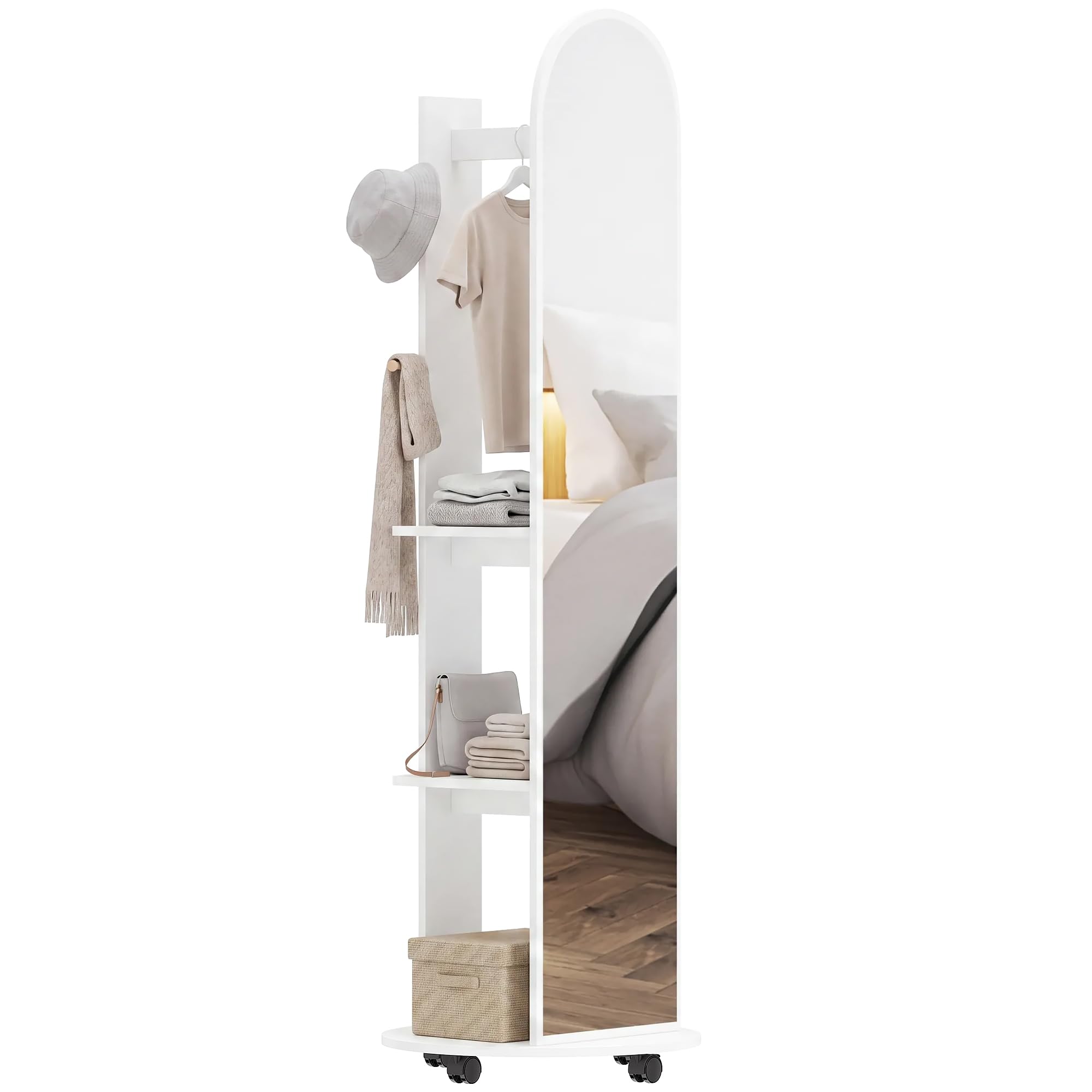 Homcom 2-In-1 Full Length Mirror With Shelves4 WheelsWhite from B&Q