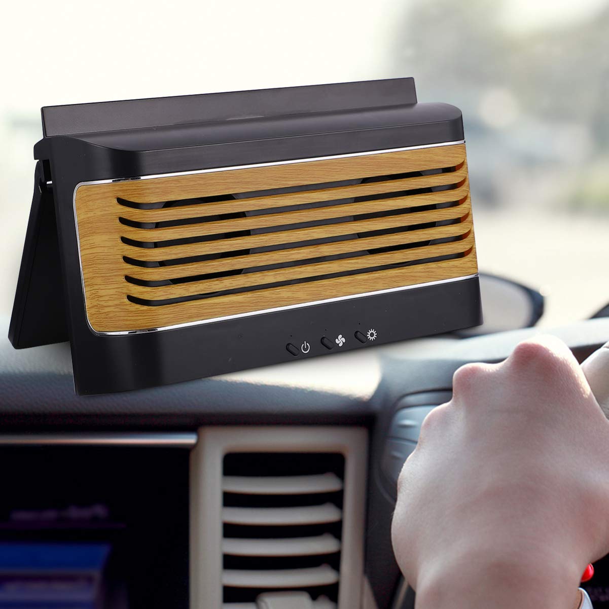 Solar Battery Operated Car Fan Efficient Cooling Mobile Phone Charging Compact Car Ventilation