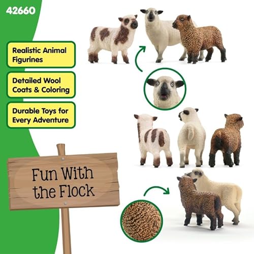 Schleich 42660 Amiche Pecore, Da 3 Anni, Farm World - Figura, 5 X 19 X 11 Cm - 5