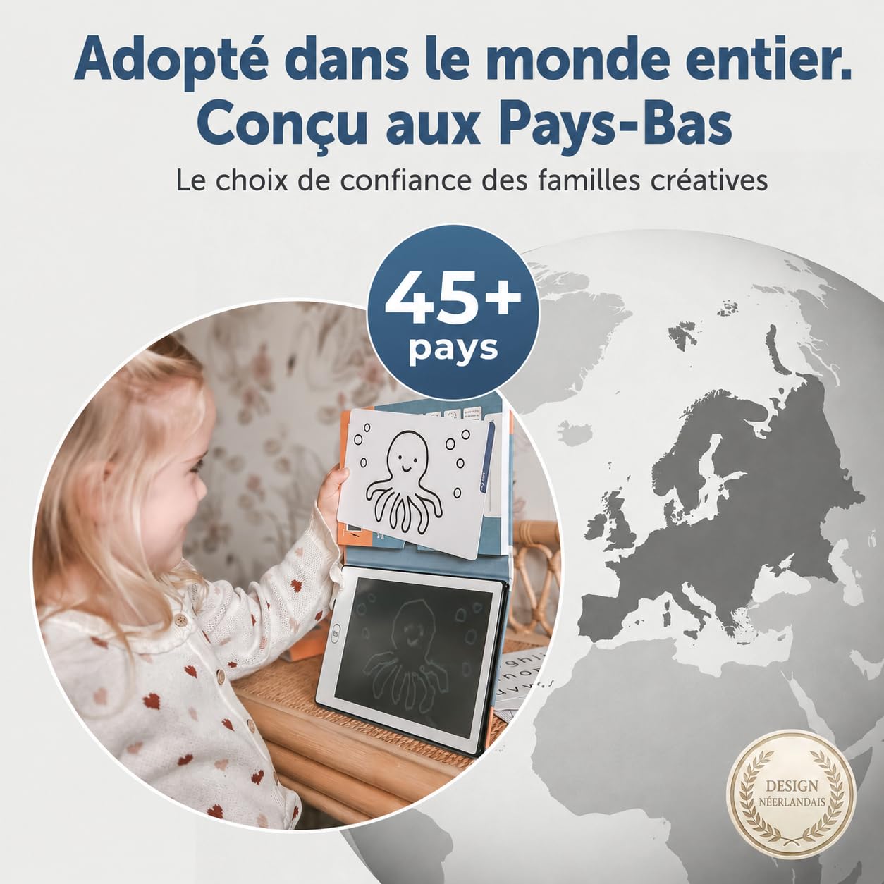 Zazu Fun Tablette à Dessin LCD pour Enfants - 8,5 Pouces Tablette de Dessin avec 40 Cartes de Modèle & Stylo, Fonction d'Effacement & Bouton de Verrouillage - Jouet Éducatif Créatif pour Maison